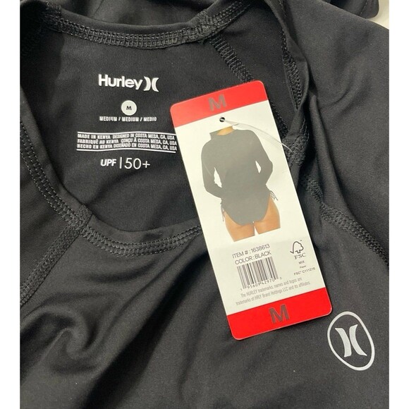 Hurley UPF 50+ Long Sleeve Rash Guard Black Size M New With Tag - Picture 4 of 4